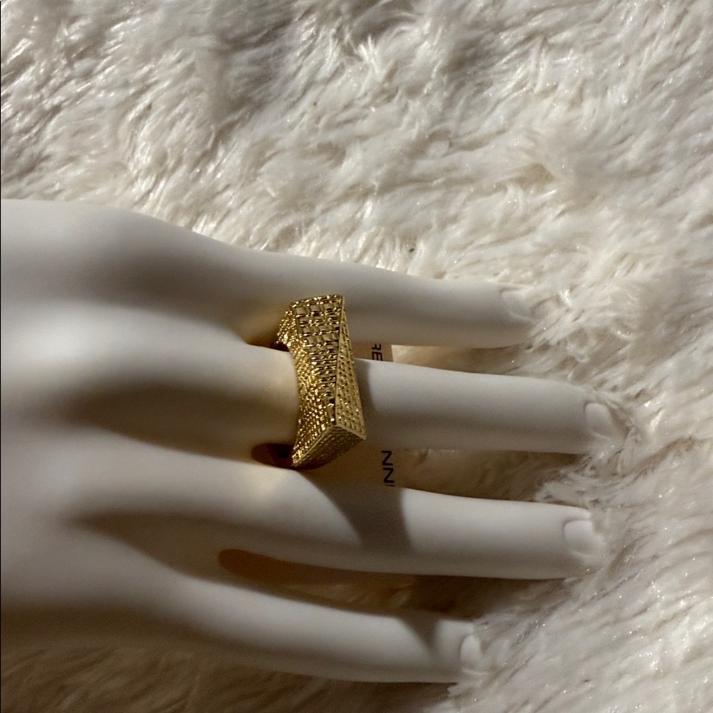 French Connection Gold-Tone Textured Ring - Picture 3 of 4